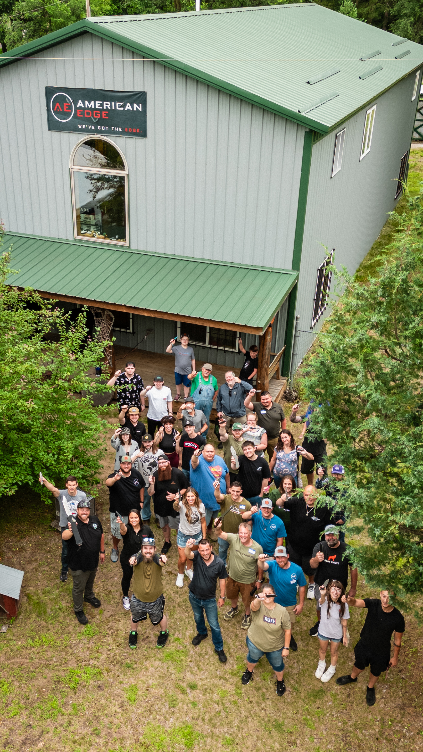 Customers outside the shop
