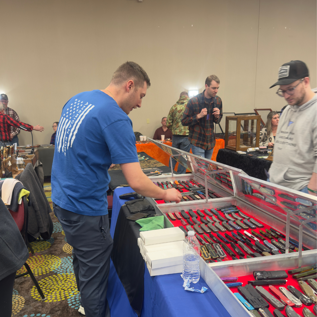 Filling cases Janesville, WI Badger Knife Show Set Up 2026