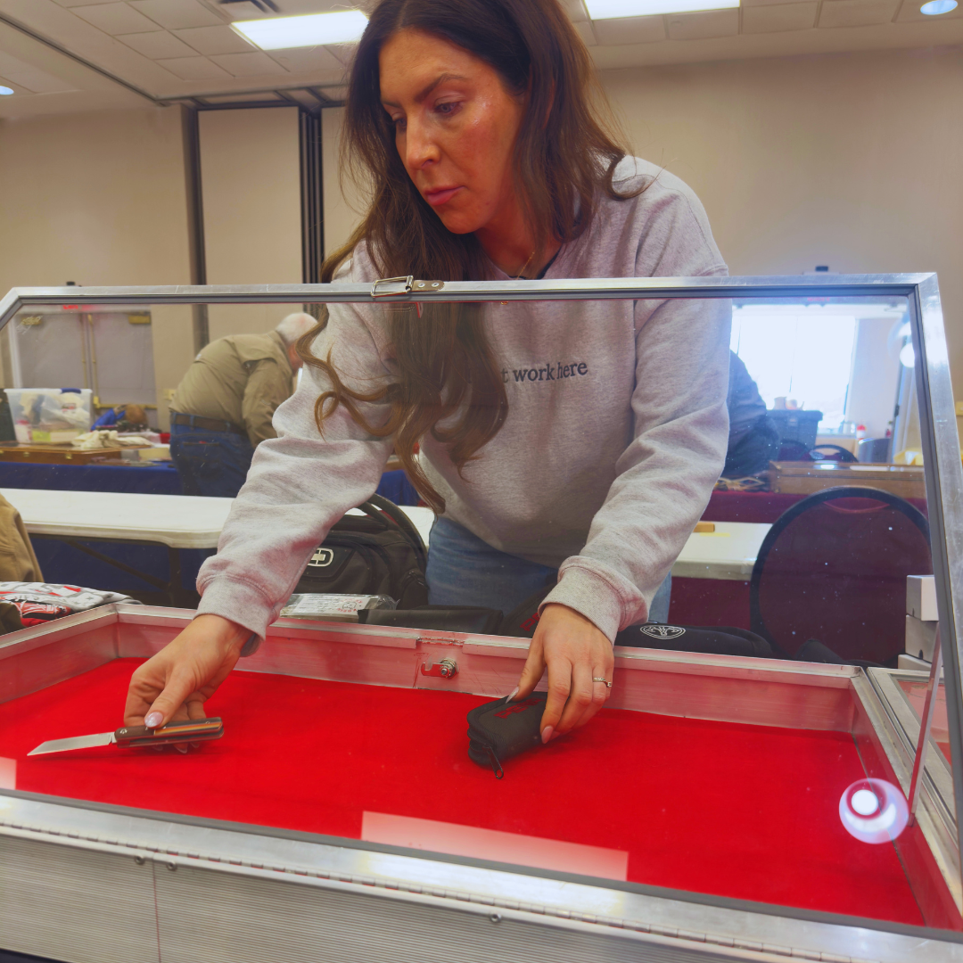 Filling cases Janesville, WI Badger Knife Show Set Up 2026